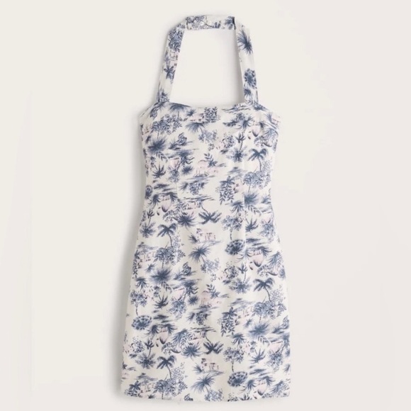 Halter Linen-Blend Mini Dress - Picture 3 of 5